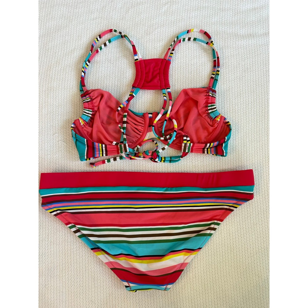 Profile Blush by Gottex Candycane Underwire Striped Bikini Top & Bottom Sz. M - Picture 6 of 10
